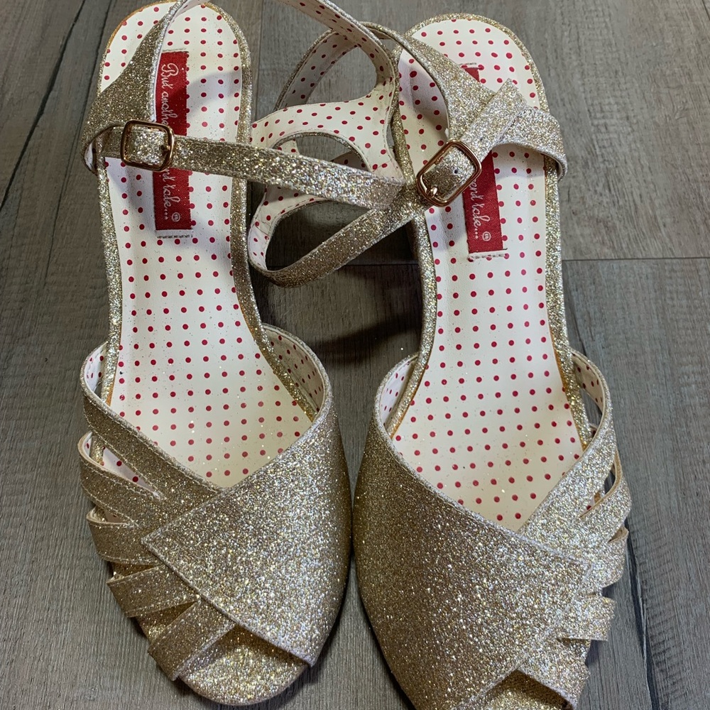 Elegant Gold Glitter Heels by Bait Footwear
